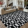 thumbnail image 5 of BERTHMEER 6'x9' Checkered Rug for Living Room, Modern Black and White Checkerboard Shag Rug Non-Slip Area Rug Soft Indoor Fluffy Rugs for Bedroom Carpet Home Dorm Aesthetic Decor, 5 of 5