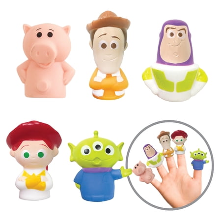 Toy Story Bath Finger Puppets, 5-Piece Squeezy Water Play Set for Toddlers