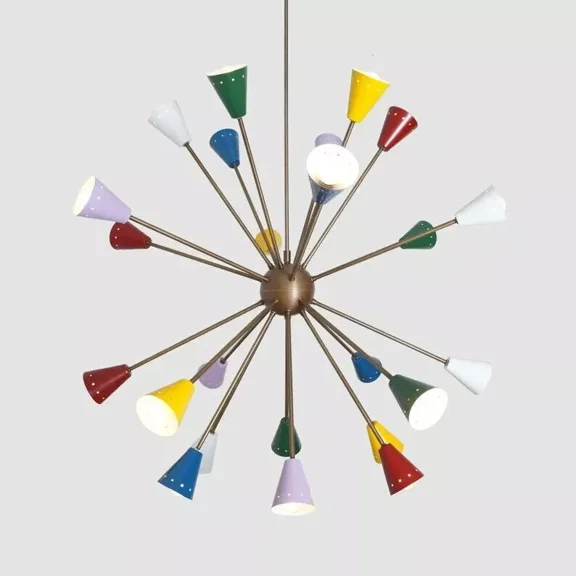 Stilnovo Style Multi-Color Sputnik Chandelier Mid century Italian Design 40"D