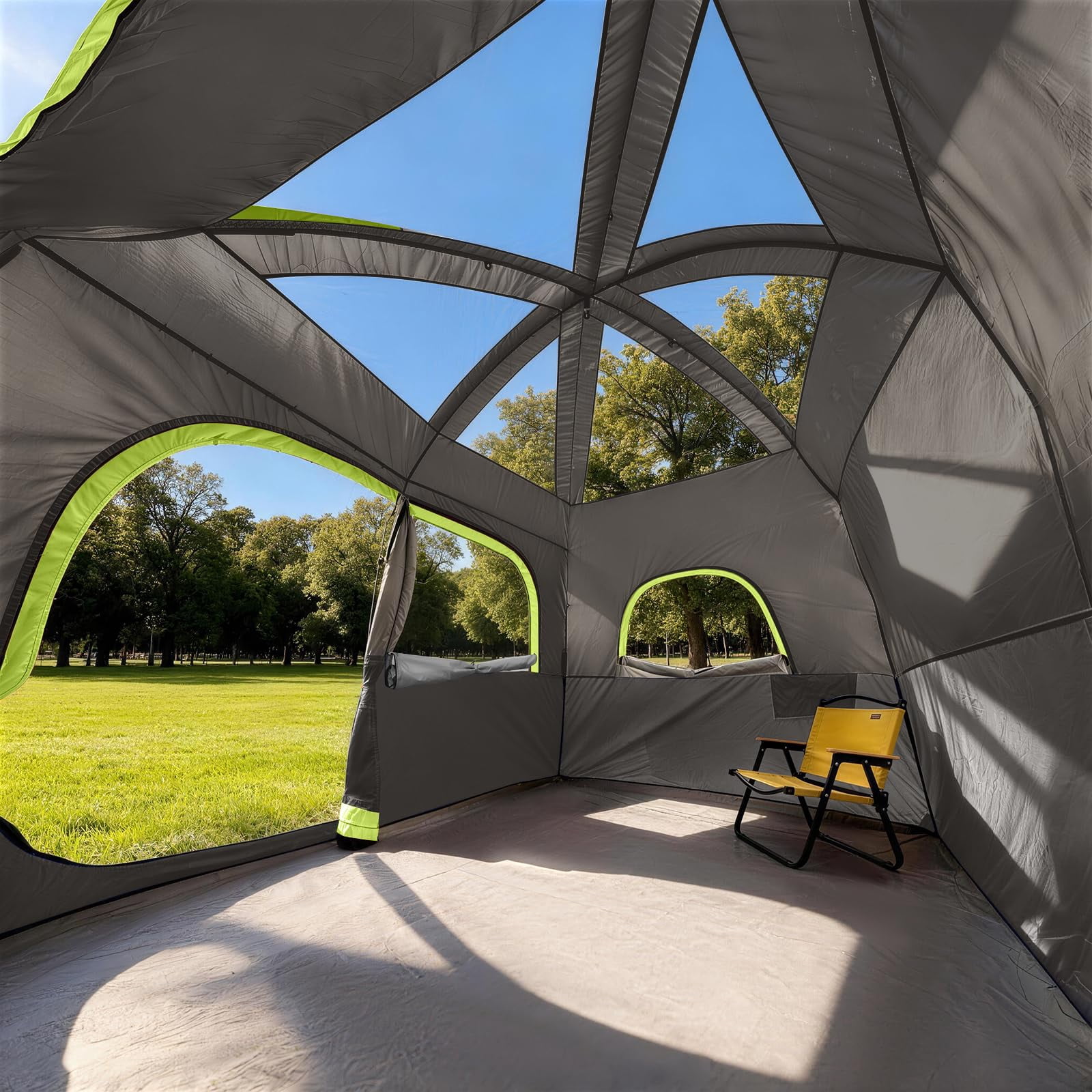 Upgraded 6/8 Person Camping Tents  Waterproof Windproof Family Tent With Larger Mesh Windows & Door Double Layer Easy Set Up All-season Dome Top Rainfly Carry Bag
