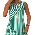 thumbnail image 3 of QUNYINEY Sleeveless Womens Sundress Striped Casual Midi Summer Tank Dress A Line Crew Neck Loose Fit Beach Dress, 3 of 4