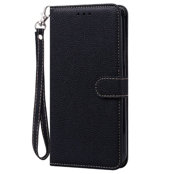 for Samsung Galaxy S21 Wallet Case, Premium PU Leather Magnetic Flip Phone Cover with Wrist Strap Kickstand  Card Slots Case for Samsung Galaxy S21 6.2 Inch,Black
