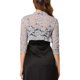 thumbnail image 3 of INSPIRE CHIC Blusa de encaje con cuello de volantes elegante para mujer, manga 3/4, color gris francés, 3 of 6