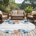 thumbnail image 5 of Summer Sea Shell Round Living Room Rugs 7 ft, Nautical Ocean Watercolor Starfish Coral Wood Grain Washable Area Rug with Non-Slip Sturdy Edge Binding Round Carpet for Kitchen Office Bedroom, 5 of 9