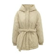 thumbnail image 5 of XFLWAM Women Winter Warm Zipper Jacket Coat Hooded Outwear with Belted Beige S, 5 of 7