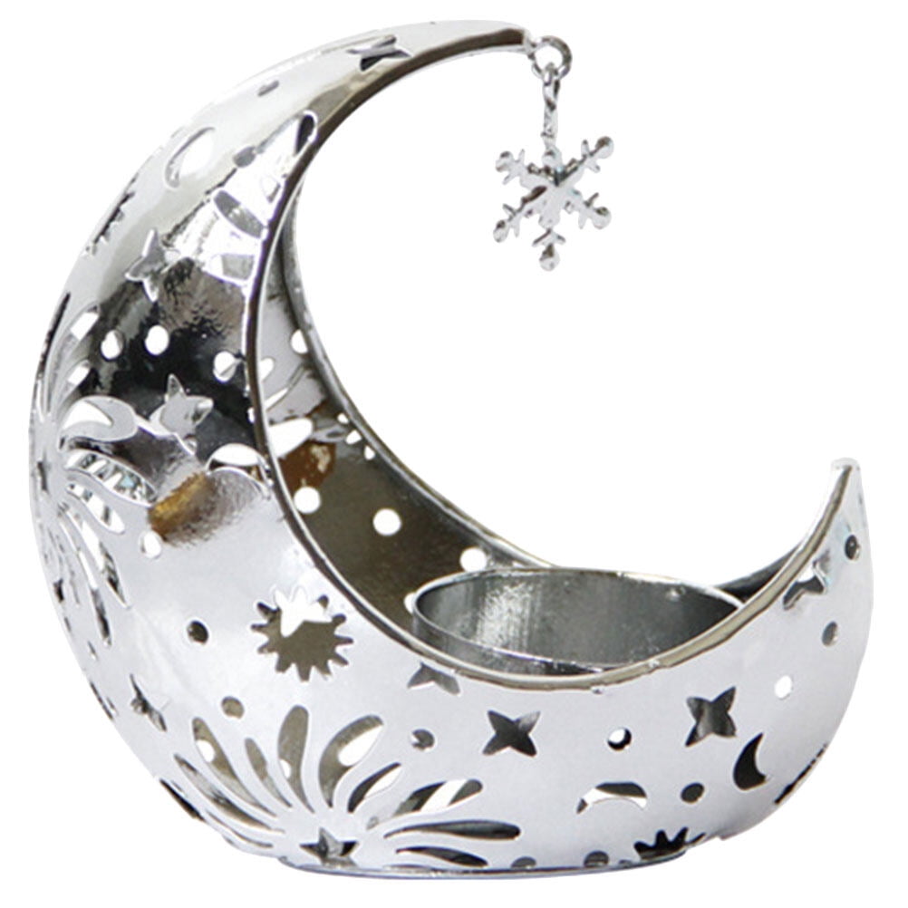 Candlestick Holder Moon Shape Candle Holder Statue Desktop Candle