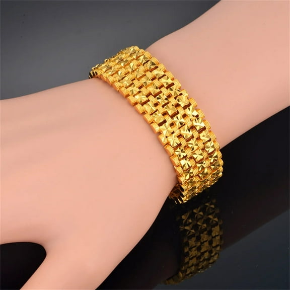 Men's Thick Link Bracelet 20CM 14K Yellow Gold homme Male Chain Link Bracelets For Men/Women Jewelry Star Pulseras