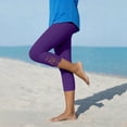 thumbnail image 4 of yillto Womens Yoga Capris Pants Lace Hem Fashion High Waist Workout Gym Cropped Leg Leggings Clothes, 4 of 7