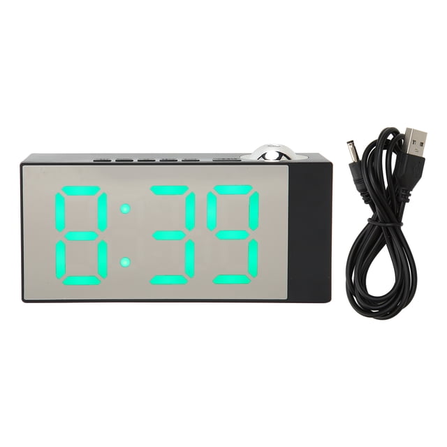 Reloj despertador de proyección con puerto de carga USB, reloj Digital de brillo ajustable con proyector giratorio de 180 grados para techo