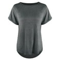 thumbnail image 1 of MAWCLOS Dames T-Shirt Col Rond Tops Manches Courtes Tee Shirt Tunique Été Blouse de Couleur Unie Gris S, 1 of 2