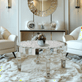 thumbnail image 6 of Wisfor Crushed Diamond Round Coffee Table Mirrored Frame Silver 31.5x31.5x18.3inch, 6 of 10