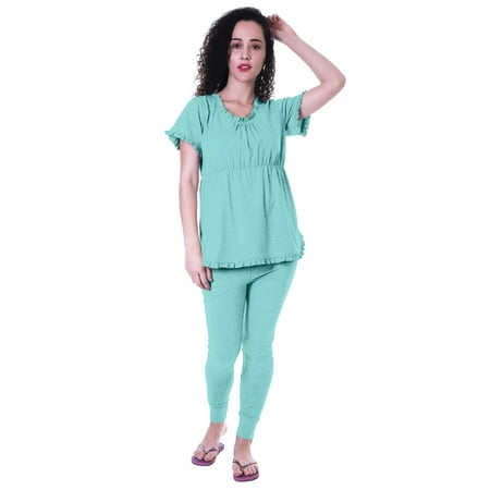 

Moomaya Womens Nightwear Set Pyjama Cotton Sleepwear 2 Pcs Nightdresses