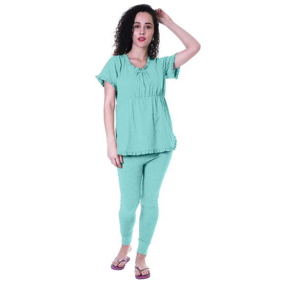 Moomaya Womens Nightwear Set Pyjama Cotton Sleepwear 2 Pcs Nightdresses