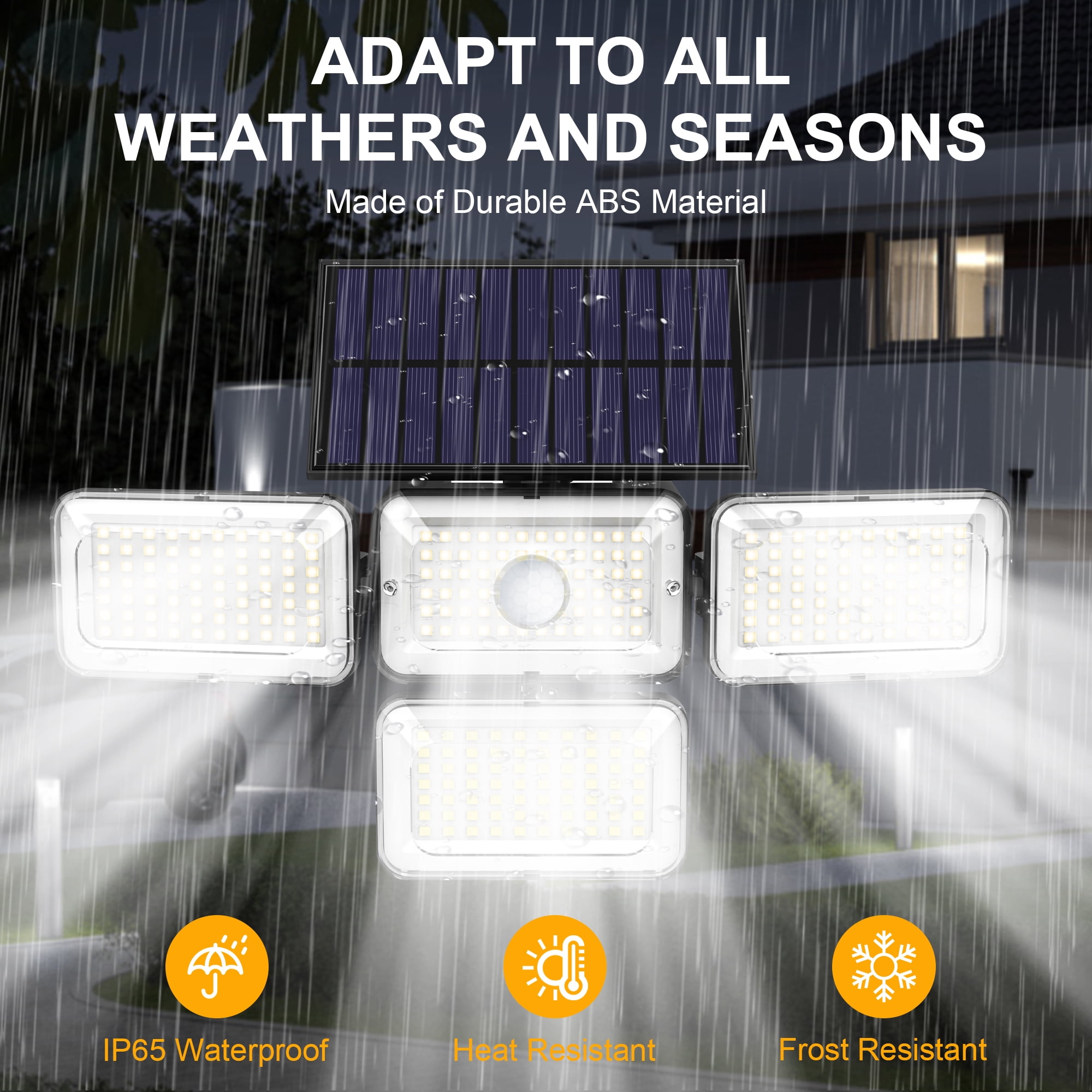 Qunler Solar Lights Outdoor, 304LED 2500LM Motion Sensor Security Lights with Remote Control, IP65 Waterproof Flood Wall Lights for Outside Garden Patio Yard Garage, 2Pack