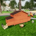 thumbnail image 4 of Aukfa 70" Large Chicken Coop Wooden 4 Nesting Boxes Chicken Cage for Outdoor, Backyard, Brown, 4 of 10