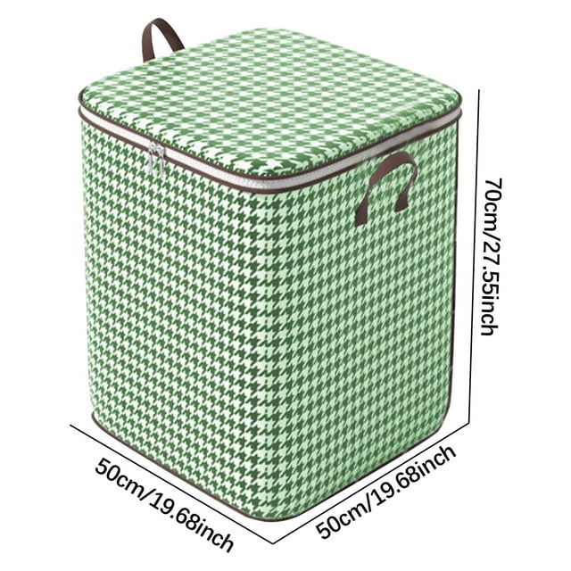 RKSTN clothes storage Green Houndstooth Quilt Storage Bag Wardrobe Finishing Storage Basket Moving Clothes Packing Portable Storage Bag