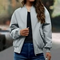 thumbnail image 2 of Comdrip Vestes pour Femmes! Veste Plissée à Col Montant avec Poches et Fermeture Éclair, Veste d'Automne pour Femmes, Gris TG, 2 of 5
