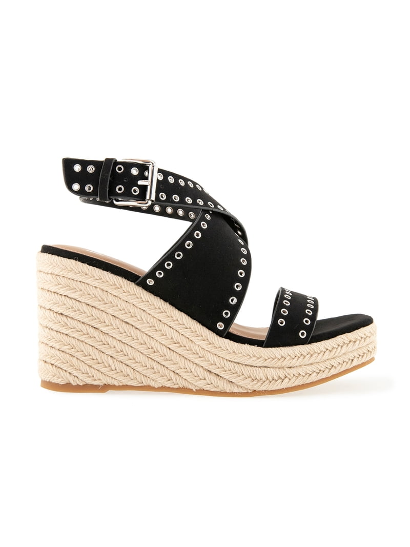 ＊MIEMaMa＊ RM Rebecca Minkoff Women's Gemma Studded Ankle Strap Wedge Sandal