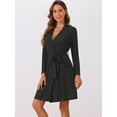 thumbnail image 2 of DARING DIVA Knit Robes Ribbed Tie Waist Knee Length Sleepwear XS Black, 2 of 5