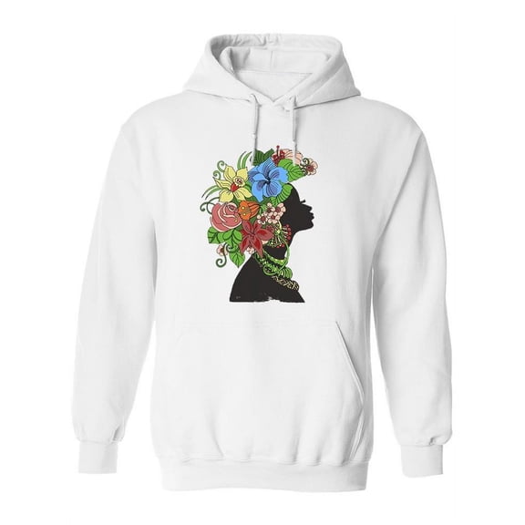 African Woman With Flowers Hoodie Women -Image by Shutterstock, Female XX-Large