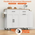 thumbnail image 6 of Frmobepts Rolling Kitchen Island with Drop Leaf, Tilt Out Kitchen Trash Cabinet 10 Gallon Storage, Kitchen Cart Island with Rubber wood Top, Spice Rack and Drawers,White, 6 of 9