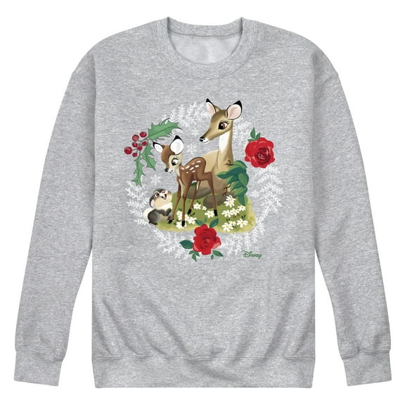 Disney Bambi - Christmas - Family In The Forest - Men's Crew Neck Fleece Pullover