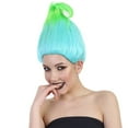 thumbnail image 4 of HPO Unisex /Teen's Troll Wig, Bluish Green Straight Cosplay & Halloween Wigs, Synthetic Fiber Hair,, 4 of 8