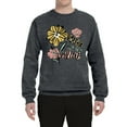 thumbnail image 2 of Wild Bobby Worship While You Wait Sunflower Pink and Yellow Inspirational/Christian Unisex Crewneck Sweatshirt, Charcoal, XX-Large, 2 of 6