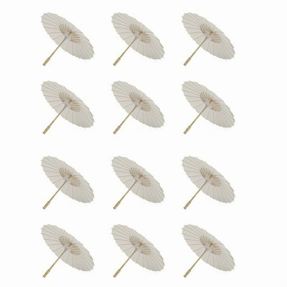 12PCS Paper Parasol 60Cm Beach Umbrella White DIY Umbrella Photography Props for Baby Shower Party Wedding,12x Paper Parasol,White