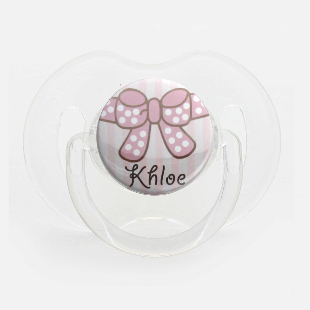 Personalized Name Pink Bow Pacifier