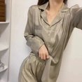 thumbnail image 2 of Conjunto de pijama informal para mujer, ropa de dormir de 2 piezas, pantalones largos, estilo coreano sólido, manga larga, ropa de noche con bolsillo, otoño, 2023, 2 of 4