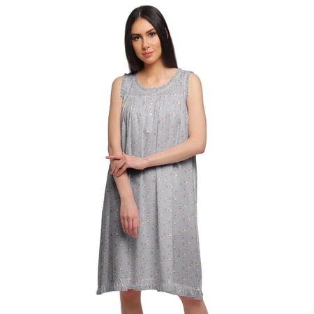 Moomaya WoMen s Printed A-Line Sleeveless Nightdress Cotton Sleepwear Gown