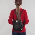 thumbnail image 3 of OULII 1Pc Black PU Small Backpack with Adjustable Straps for Everyday Use and Travel, 3 of 8