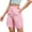 Pink, variant on ZZwxWA 2025 Bermuda Shorts for Women Summer Knee Length High Waisted Casual Outdoor Comfy Pull on Hiking Cargo Short Pants Solid Color