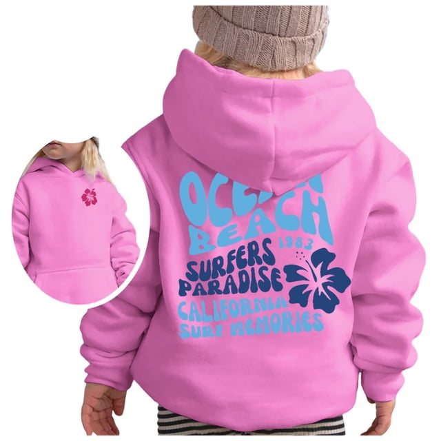 PMVFHDE Liquidation Chandails en Molleton à Col Rond pour Enfants, Chandail à Capuchon à Manches Longues pour Filles, Sweat à Capuche Graphique, Pulls Mignons pour Enfants, Vêtements pour Filles, Rose, 5-6 Ans