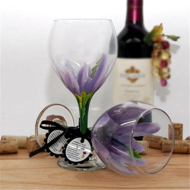 Judi Painted it HIB-P Verre à Vin Hibiscus&44; Violet