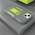 thumbnail image 3 of SaniMore for iPhone 15 Plus (6.7" 2023) Case, Hidden Bracket Magnetic Car Holder Dust Cover 3-layer Heavy Duty Protective Rugged Anti-fall Shock Absorption Cover for iPhone 15 Plus, Gray/Green, 3 of 6