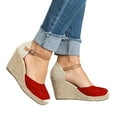 thumbnail image 3 of Women's Closed Toe Platform Sandals Summer Buckle Ankle Strap Espadrilles Wedge Sandals, 3 of 5