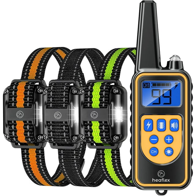 Three TreeDog Shock Collar with Remote, Dog Training Electric Collar, Waterproof Rechargeable, 1640ft Dog Shock Collar with LED Light, Beep, Vibration, Shock for Medium,Suitable for 3 dogs