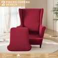 thumbnail image 4 of CJC Wingback Chair Slipcover, 2-Piece Stretch Wing Back Chair Cover with Cushion Cover, Armchair Covers Furniture Protector for Living Room Bedroom (Red), 4 of 10