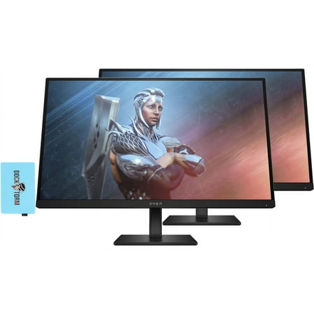 HP OMEN HDR Monitor 780F9AA#ABA Bundle with Docztorm Dock, 27" FHD IPS (1920x1080) 165 Hz Display, 2 HDMI 2.0, 1 DisplayPort 1.4, AMD FreeSync, Ideal for Gaming, Black (2023 Latest Model) (2 Pack)