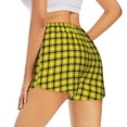 thumbnail image 4 of Picia Yellow Checkered Plaid Pattern Women's 2 in 1 Athletic Running Shorts High Waisted Workout Casual Gym Sweat Shorts with Comfy Liner Zipper Pockets-Medium, 4 of 9