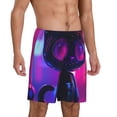 thumbnail image 2 of Fuzoiu Neon Toy Cat Reflections Print Pajama Shorts for Men, Men's Pajama Bottoms,Mens Lounge Sleepwear,Pajama Pants with Pocket-Large, 2 of 6
