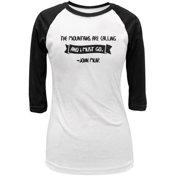 The Mountains are Calling Muir White/Black Juniors 3/4 Sleeve Raglan T-Shirt - Large