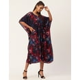 thumbnail image 2 of Moomaya Women's Printed Viscose Kaftan Dress, Round Neck, Asymmetric Hem Midi Dress, 2 of 8