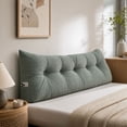 thumbnail image 4 of Tufted Headboard Backrest Cushion with Side Pocket, Long Wedge Reading Pillow for Bed Sofa Dorm, Soft Support Pillow for Reading TV and Bedroom Lounging, 70.87 Inch, Green, 4 of 7