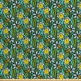 thumbnail image 1 of Flower Sofa Upholstery Fabric by the Yard, Cartoonish Pattern with Daffodil Branches, Decorative Fabric for DIY and Home Accents, Forest Green Multicolor by Ambesonne, 1 of 4
