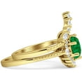 thumbnail image 5 of Two Piece Round Ring Green Emerald Cubic Zirconia Yellow Tone 925 Sterling Silver, Size 7, 5 of 7