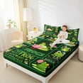 thumbnail image 4 of Homewish Chic Cool Frogs Twin Sheet Sets,Patchwork Geometric Checkered Twin Fitted Sheet,Green Mushroom Pink Lotus Flat Sheet For Boys Kids,Microfiber Bedroom Decor,3pcs, 4 of 7