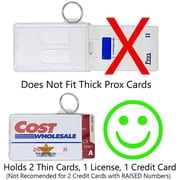 Heavy Duty Fuel Card/ID Badge Holders with Keyring - Holds Two Cards - Clear Rigid Plastic ID Holder Keychain - Attach Keys & Protect License and a Credit Card by Specialist ID